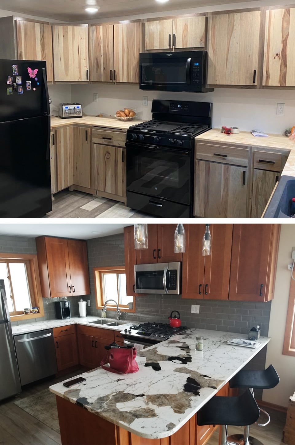 Remodeled Kitchen with custom cabinets in Keweenaw Peninsula Michigan